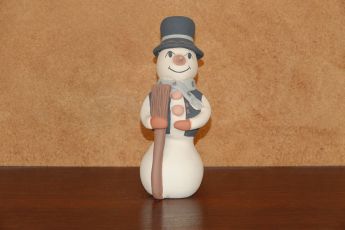 Signed Pueblo Christmas clay Snowman, Christmas10