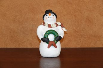 Signed Pueblo Christmas clay Snowman, Christmas11