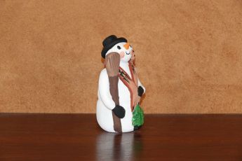 Signed Pueblo Christmas clay Snowman, Christmas12