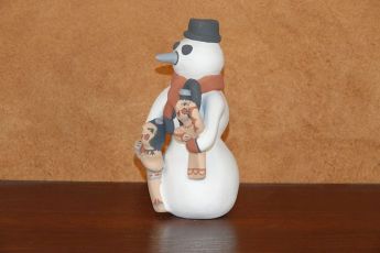 Signed Pueblo Christmas clay Snowman, Christmas13