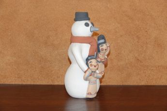 Signed Pueblo Christmas clay Snowman, Christmas13