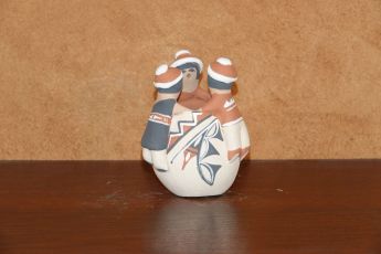Signed Pueblo Christmas clay Snowman, Christmas17