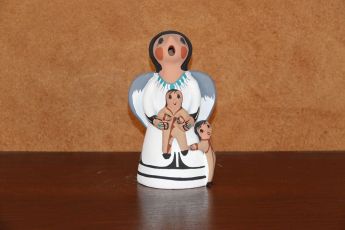 Signed Pueblo Christmas clay Snowman, Christmas19