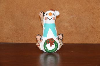Signed Pueblo Christmas clay Snowman, Christmas21