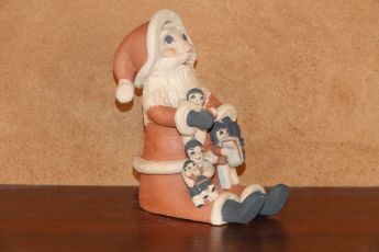 Signed Pueblo Christmas clay Santa's, Christmas3